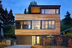 desain rumah minimalis 2 lantai dengan unsur utama kayu